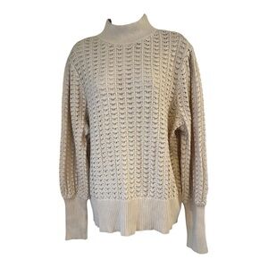 Ryegrass‎ Open Knit Mock Neck Sweater NWT Women’s 1X Beige Lightweight Pullover